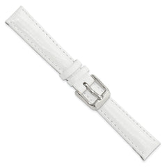 14mm White Teju Liz Grain Leather with Silver-tone Buckle 6.75 inch Watch Band