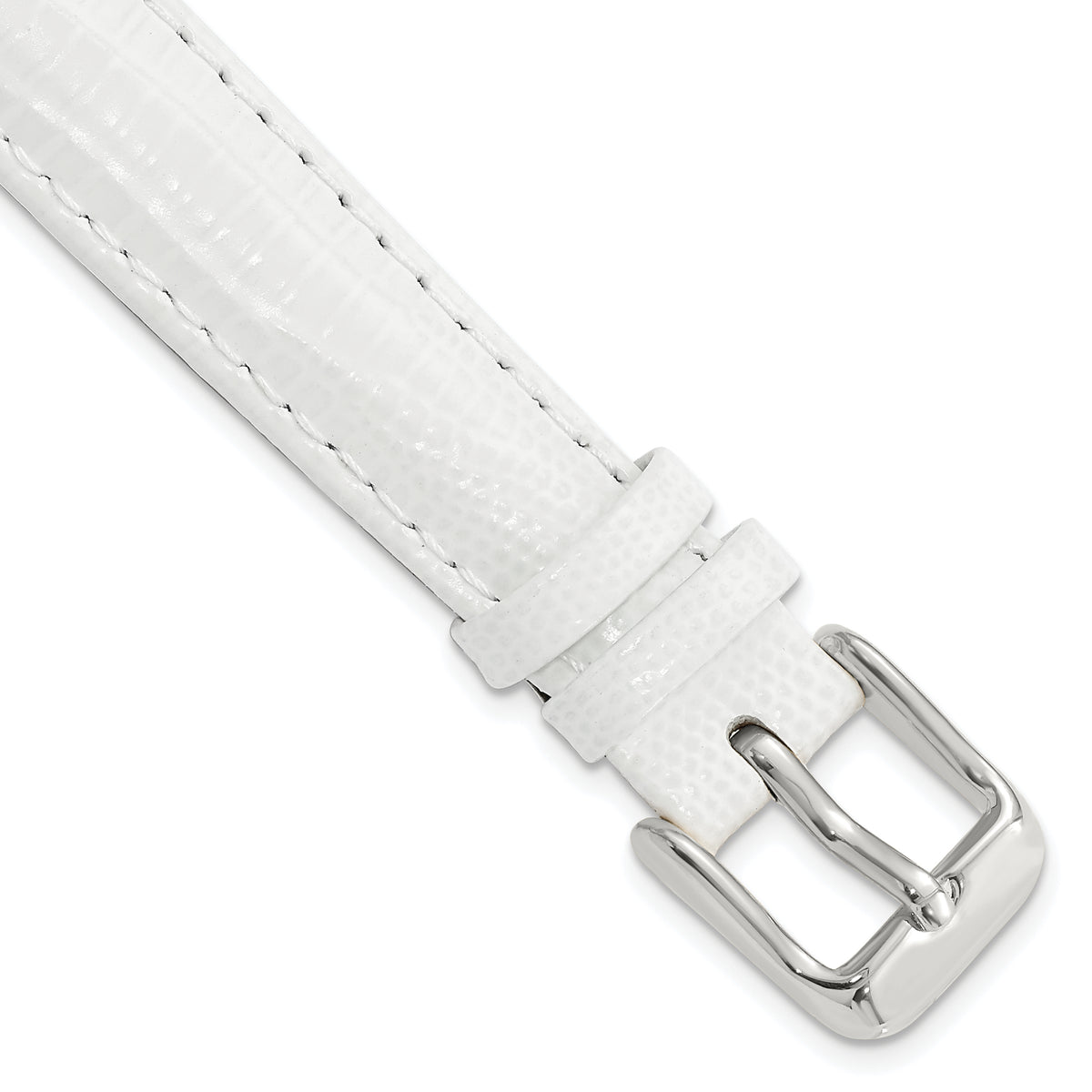 DeBeer 14mm White Teju Liz Grain Leather with Silver-tone Buckle 6.75 inch Watch Band