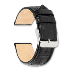 14mm Black Matte Alligator Grain Leather with Silver-tone Buckle 6.75 inch Watch Band