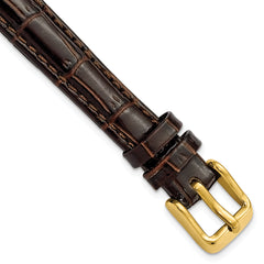 DeBeer 12mm Dark Brown Crocodile Grain Chronograph Leather with Gold-tone Buckle 6.75 inch Watch Band