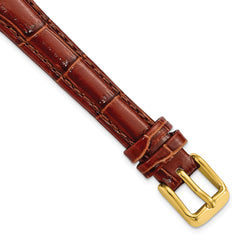 DeBeer 14mm Havana Crocodile Grain Chronograph Leather with Gold-tone Buckle 6.75 inch Watch Band