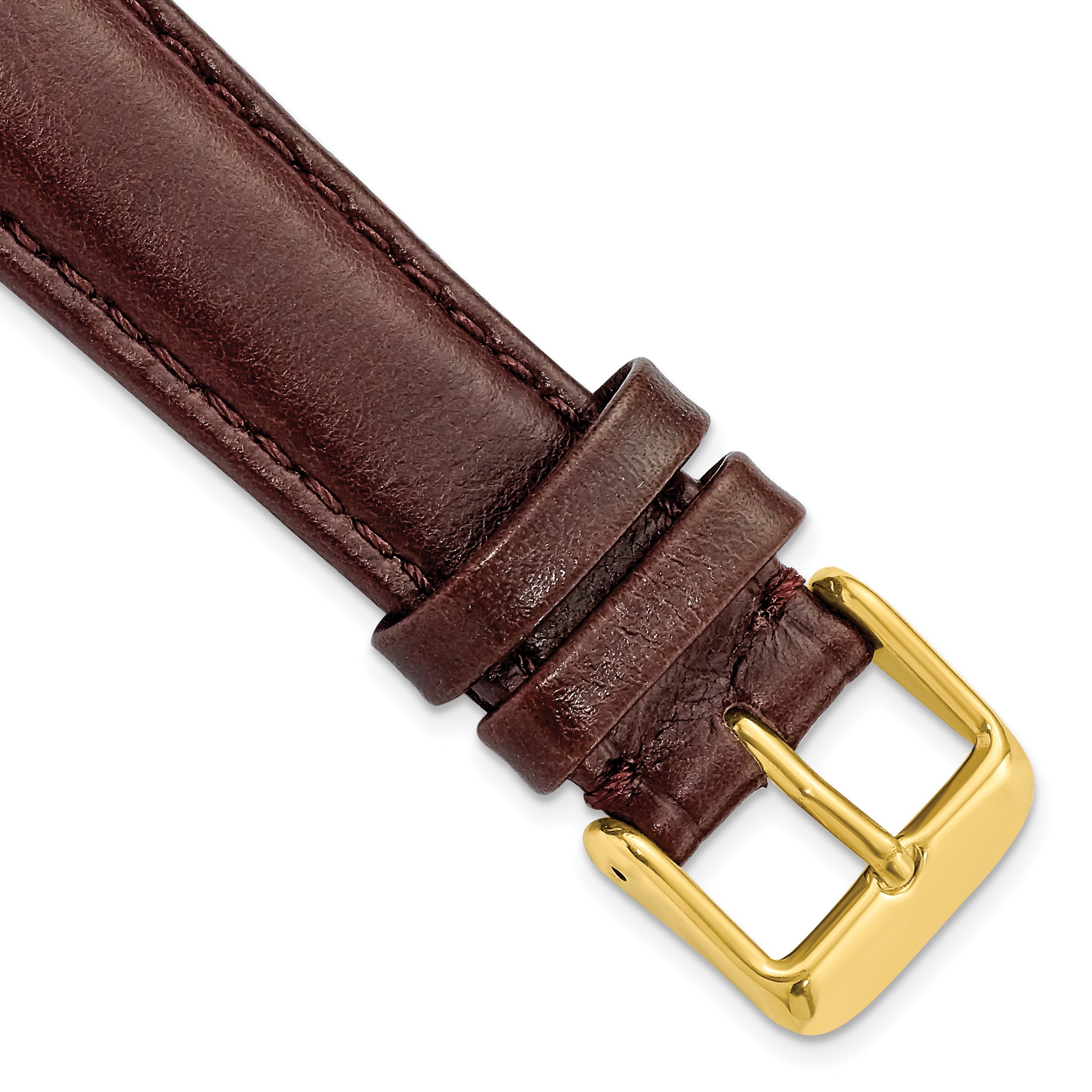 DeBeer 19mm Dark Brown Smooth Leather Chronograph with Gold-tone Buckle 7.5 inch Watch Band