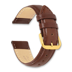 16mm Havana Smooth Leather Chronograph with Gold-tone Buckle 7.5 inch Watch Band - 16 / 7.5