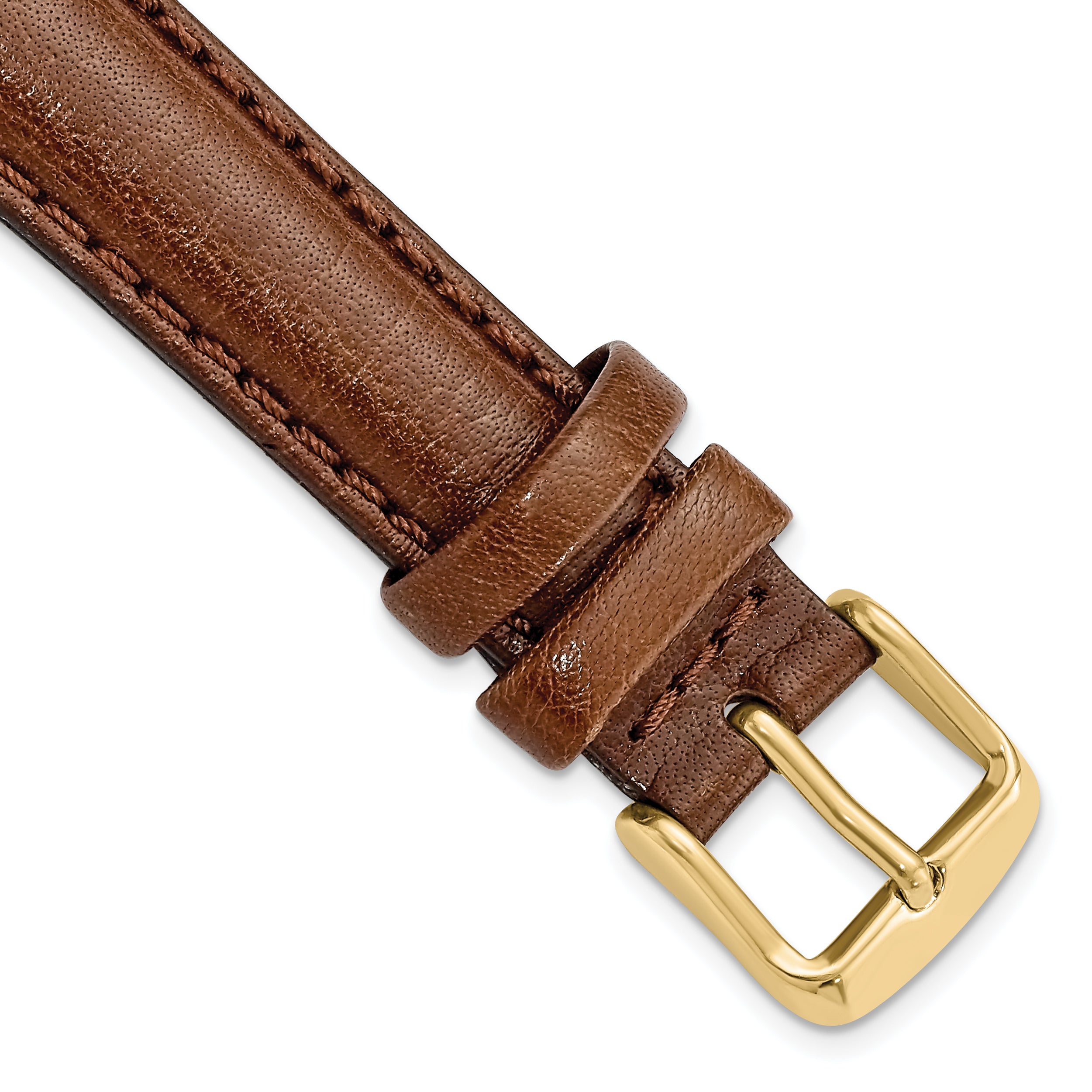 DeBeer 16mm Havana Smooth Leather Chronograph with Gold-tone Buckle 7.5 inch Watch Band