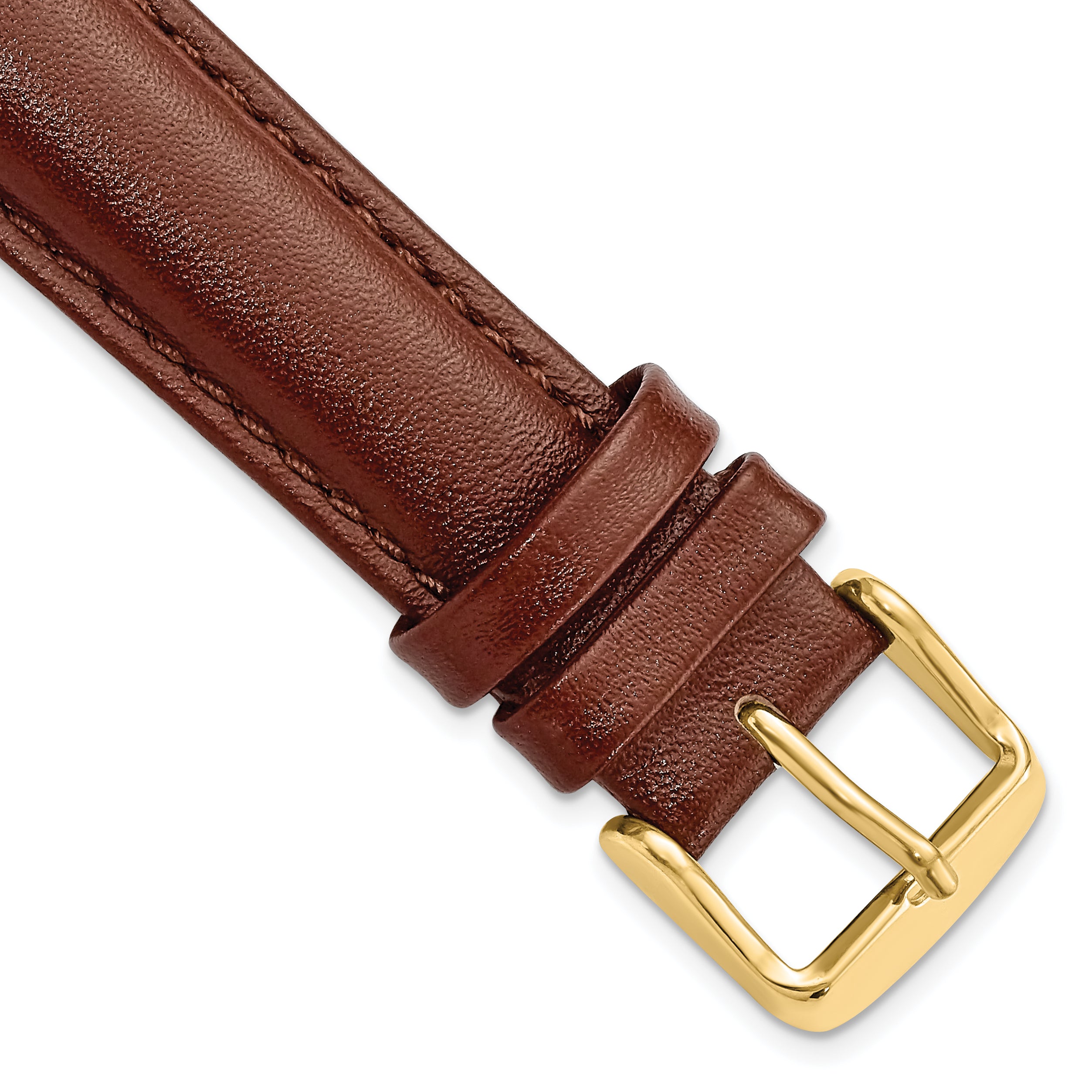 DeBeer 18mm Havana Smooth Leather Chronograph with Gold-tone Buckle 7.5 inch Watch Band