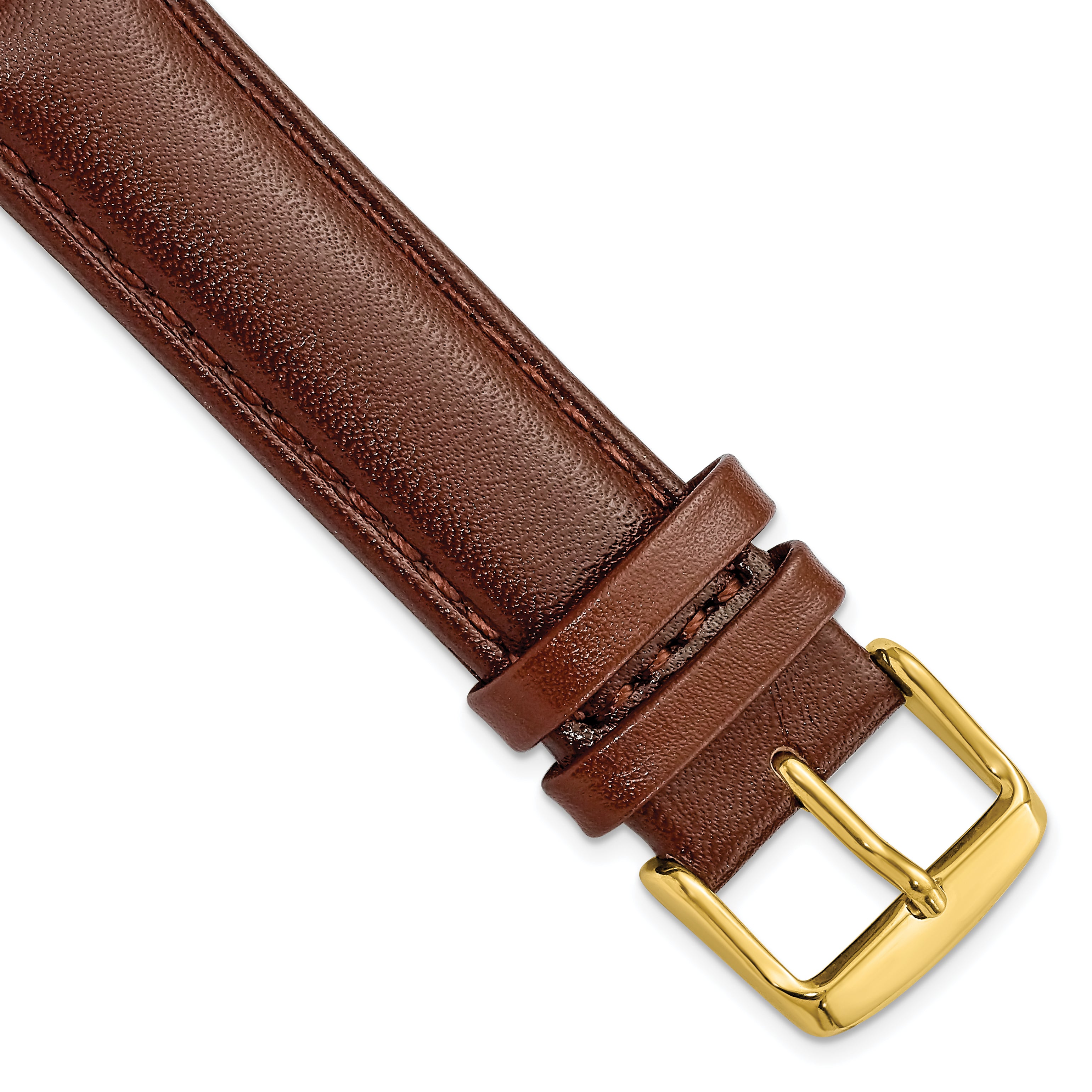 DeBeer 19mm Havana Smooth Leather Chronograph with Gold-tone Buckle 7.5 inch Watch Band
