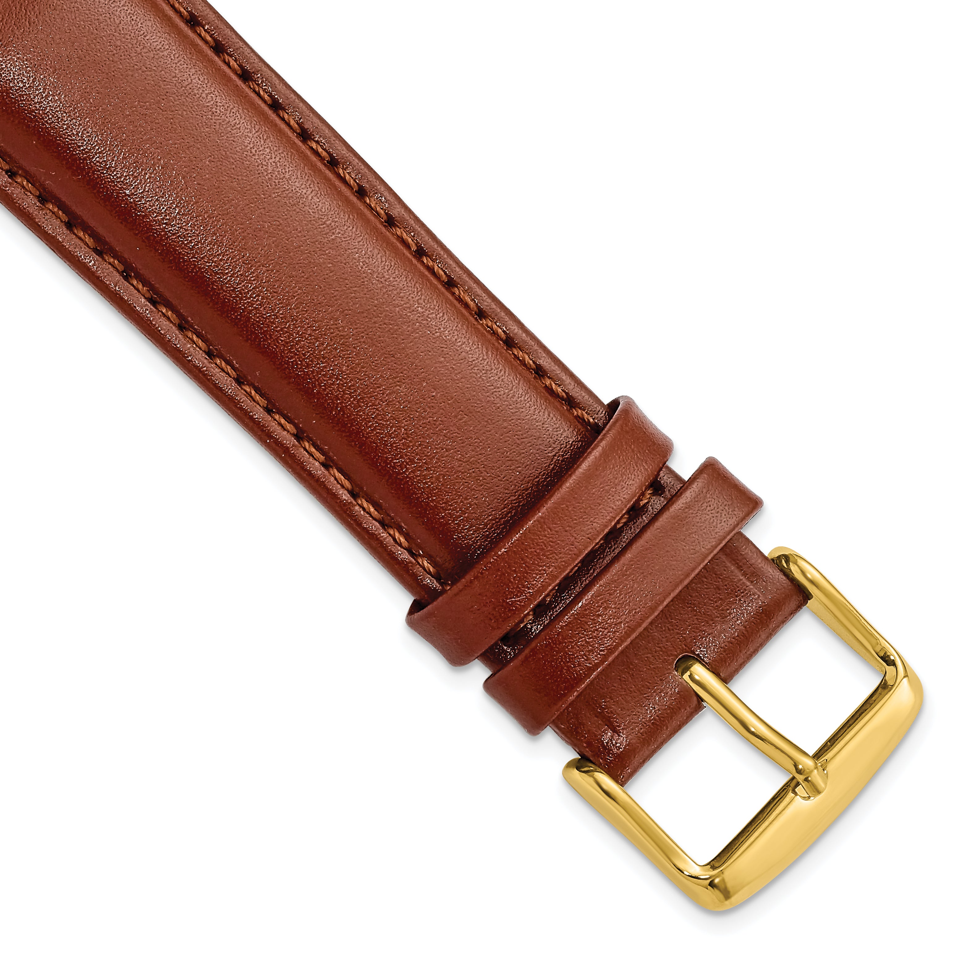 DeBeer 22mm Havana Smooth Leather Chronograph with Gold-tone Buckle 7.5 inch Watch Band