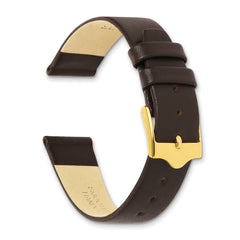 12mm Brown Smooth Flat Leather with Gold-tone Buckle 6.75 inch Watch Band