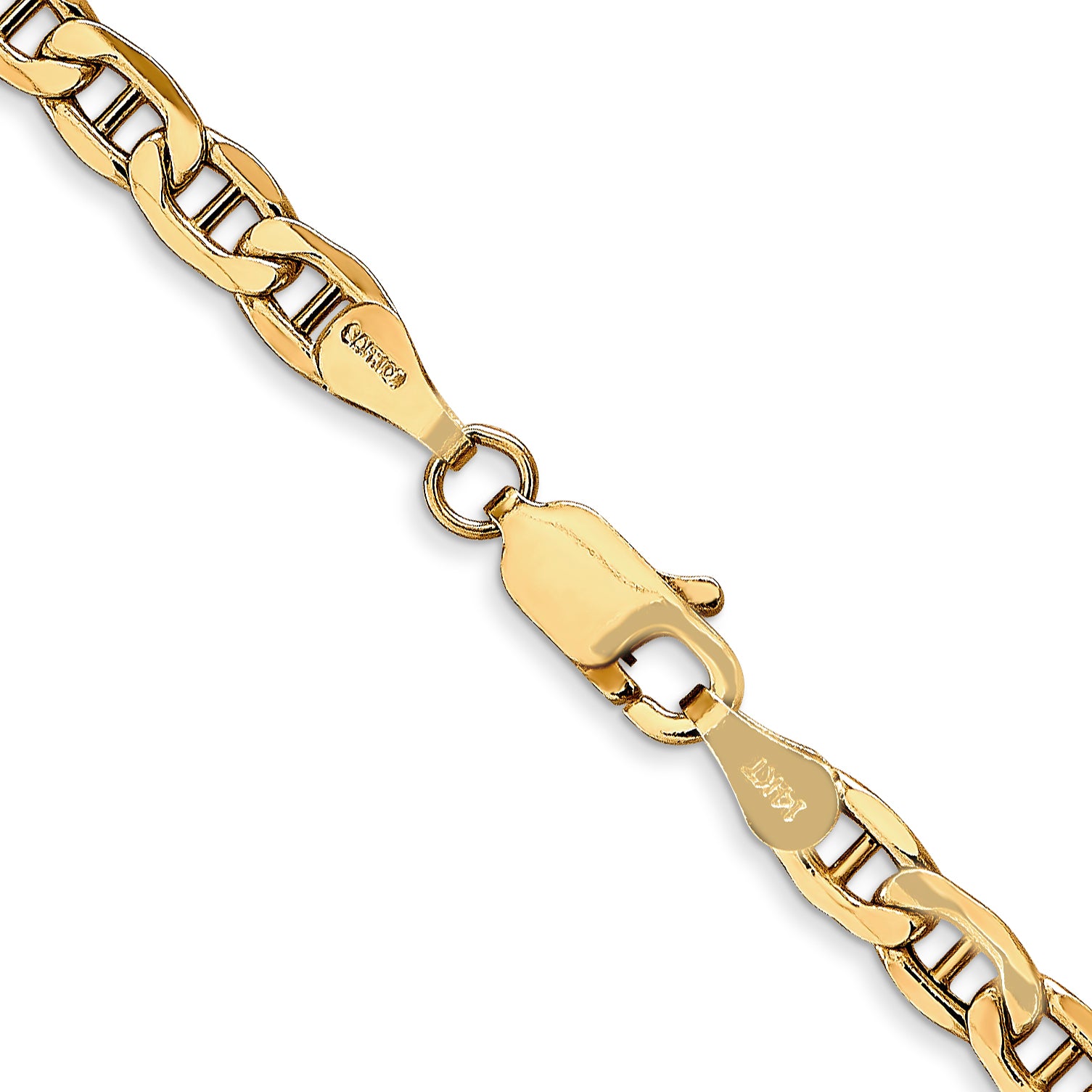 14K 16 inch 4mm Semi-Solid Anchor with Lobster Clasp Chain