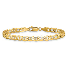 14K 7 inch 4.75mm Semi-Solid Anchor with Lobster Clasp Bracelet