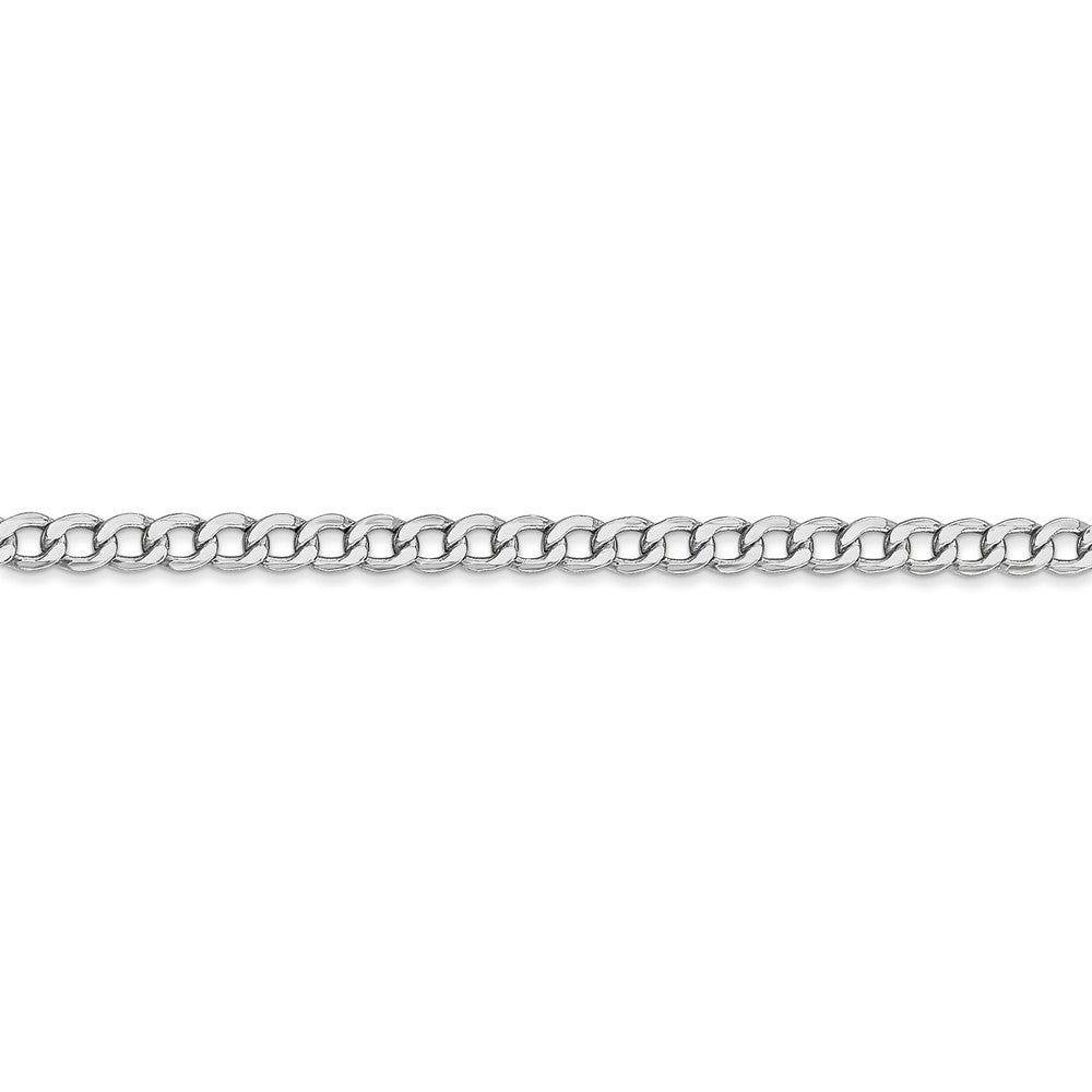 14K White Gold 16 inch 3.35mm Semi-Solid Curb with Lobster Clasp Chain