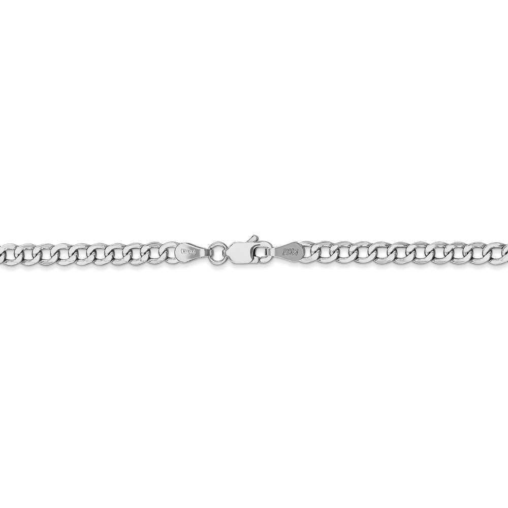 14K White Gold 16 inch 3.35mm Semi-Solid Curb with Lobster Clasp Chain