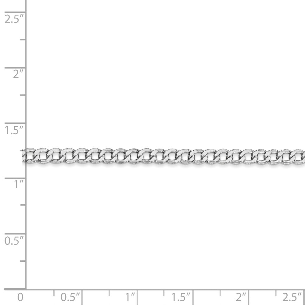 14K White Gold 3.35mm Semi-Solid Curb Link Chain