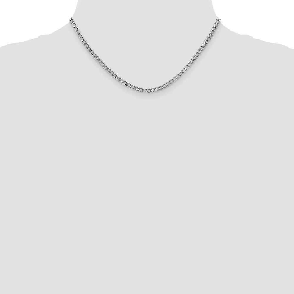 Sophia Jewelers 14K White Gold Curb Necklace with Rhodium Polish 16-Inch