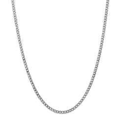 14K White Gold 16 inch 3.35mm Semi-Solid Curb with Lobster Clasp Chain