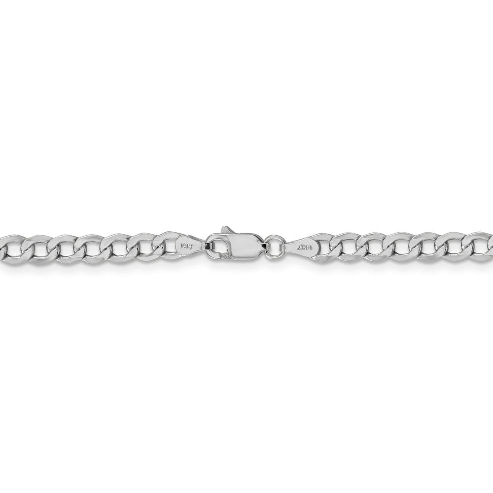 14K White Gold Curb Necklace with Lobster Clasp Elegant Semi-Solid Design