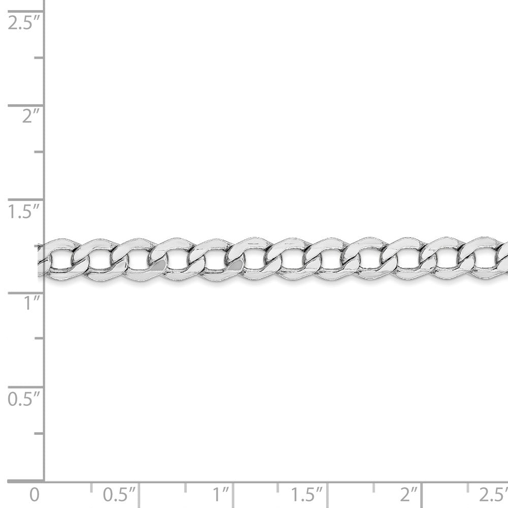 14K White Gold 5.25mm Semi-Solid Curb Link Chain