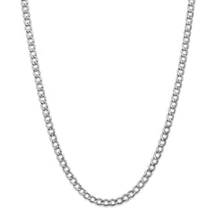 14K White Gold 16 inch 5.25mm Semi-Solid Curb with Lobster Clasp Chain