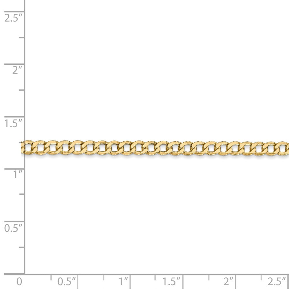 14K Yellow Gold 3.35mm Semi-Solid Curb Link Chain