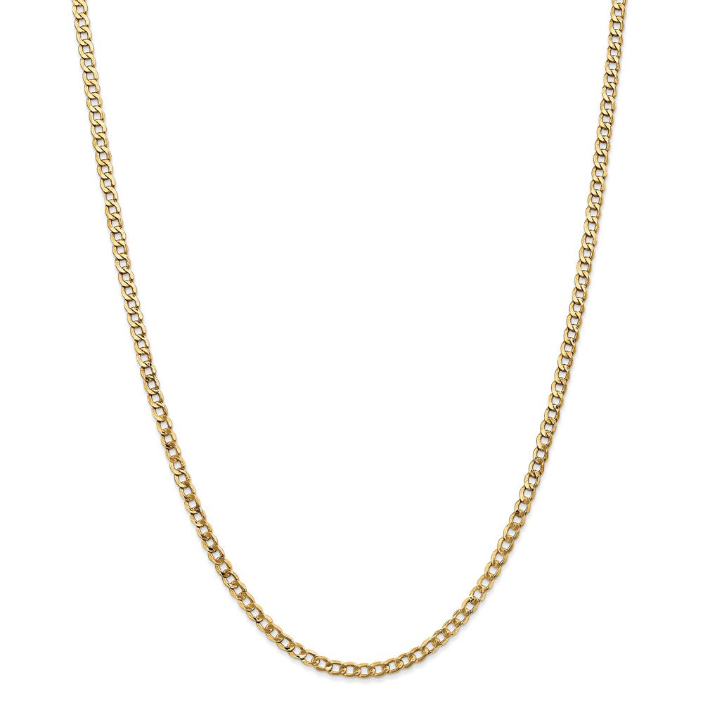 14K 18 inch 3.35mm Semi-Solid Curb with Lobster Clasp Chain
