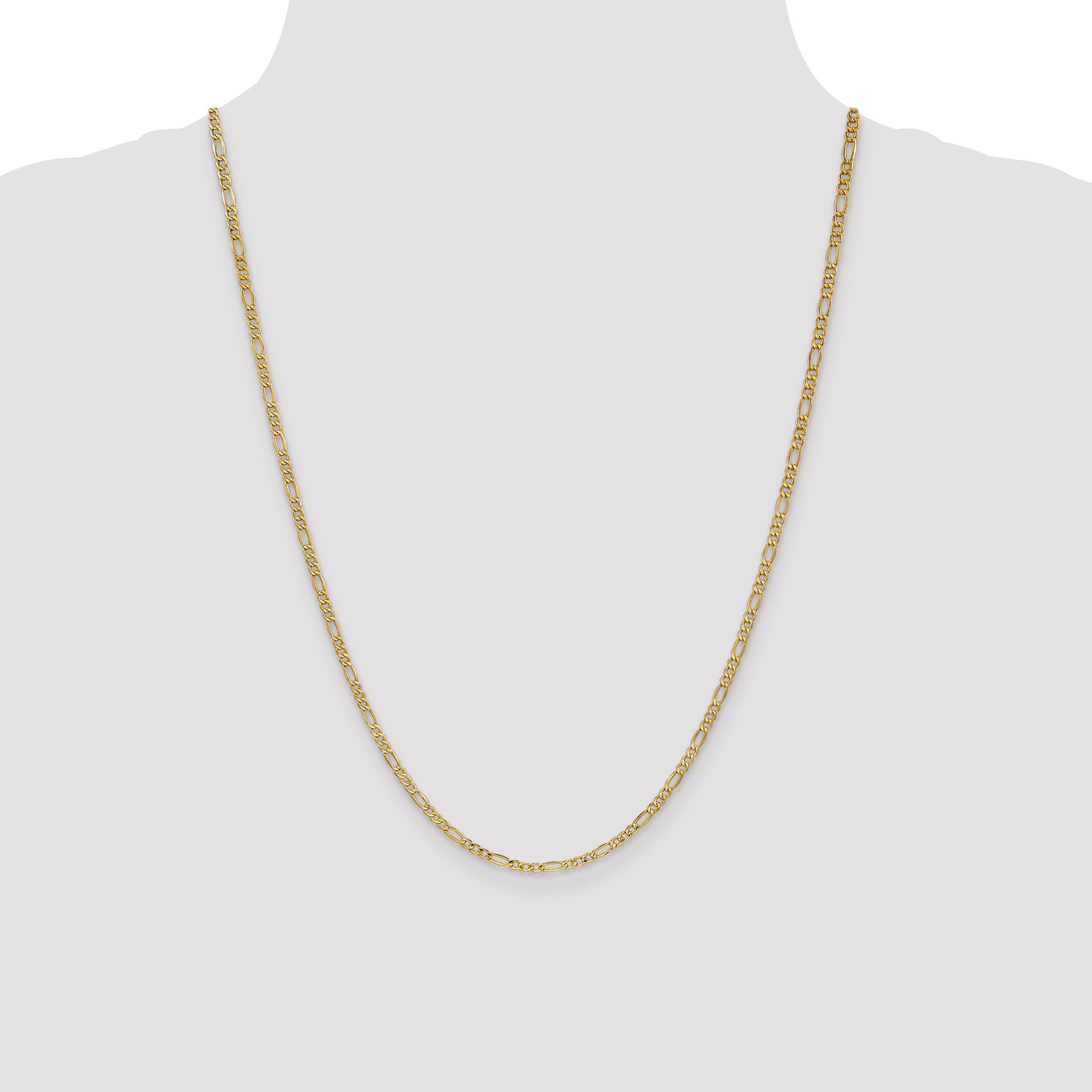 14K 16 inch 2.5mm Semi-Solid Figaro with Lobster Clasp Chain
