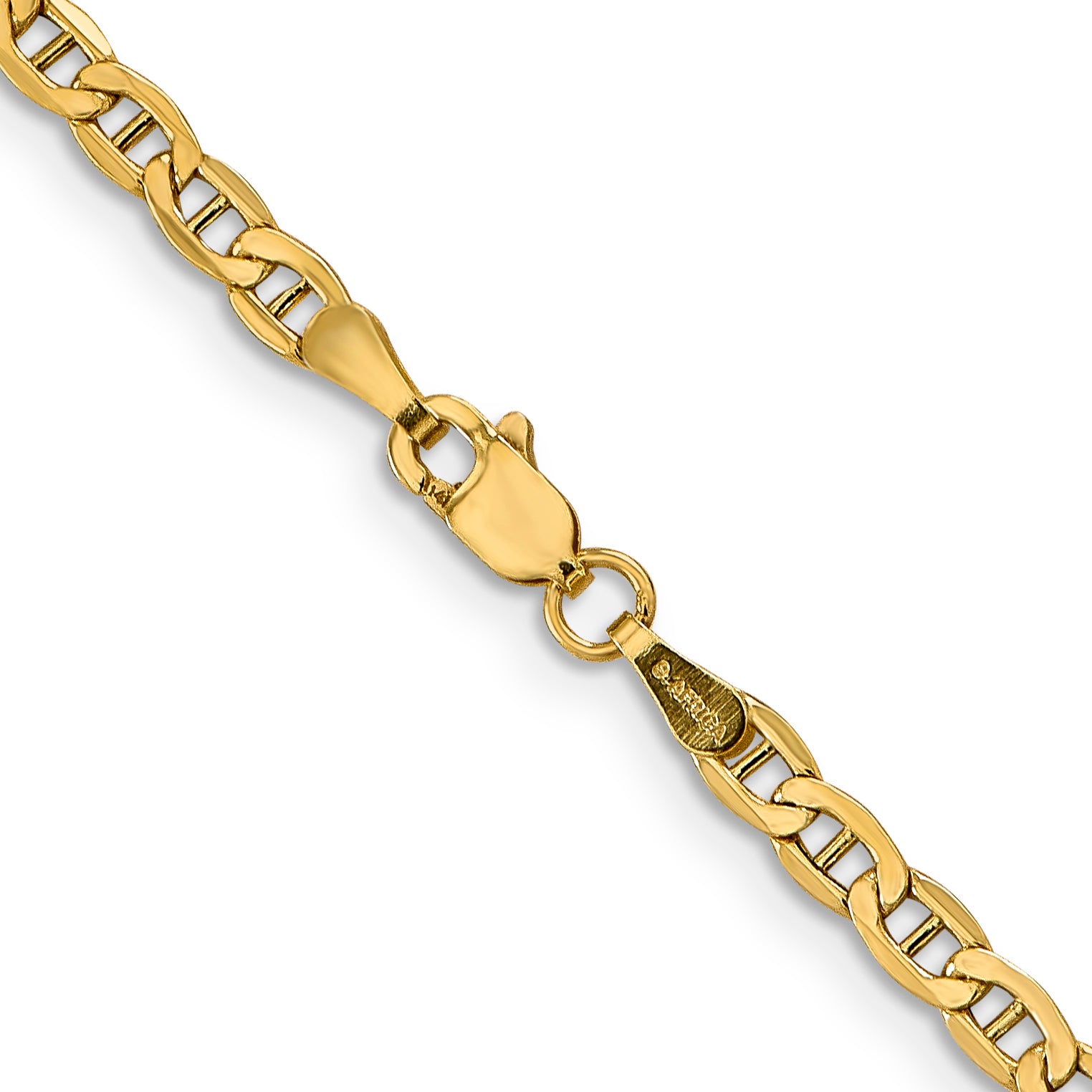 14K 16 inch 3.2mm Semi-Solid Anchor with Lobster Clasp Chain