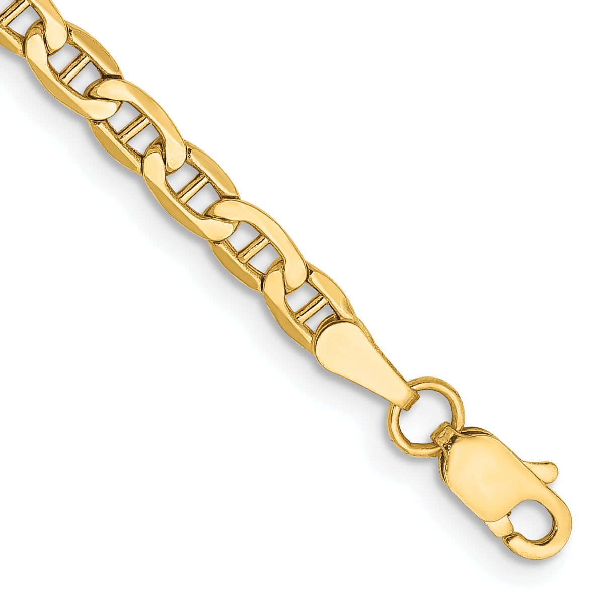 14K 10 inch 3.2mm Semi-Solid Anchor with Lobster Clasp Anklet