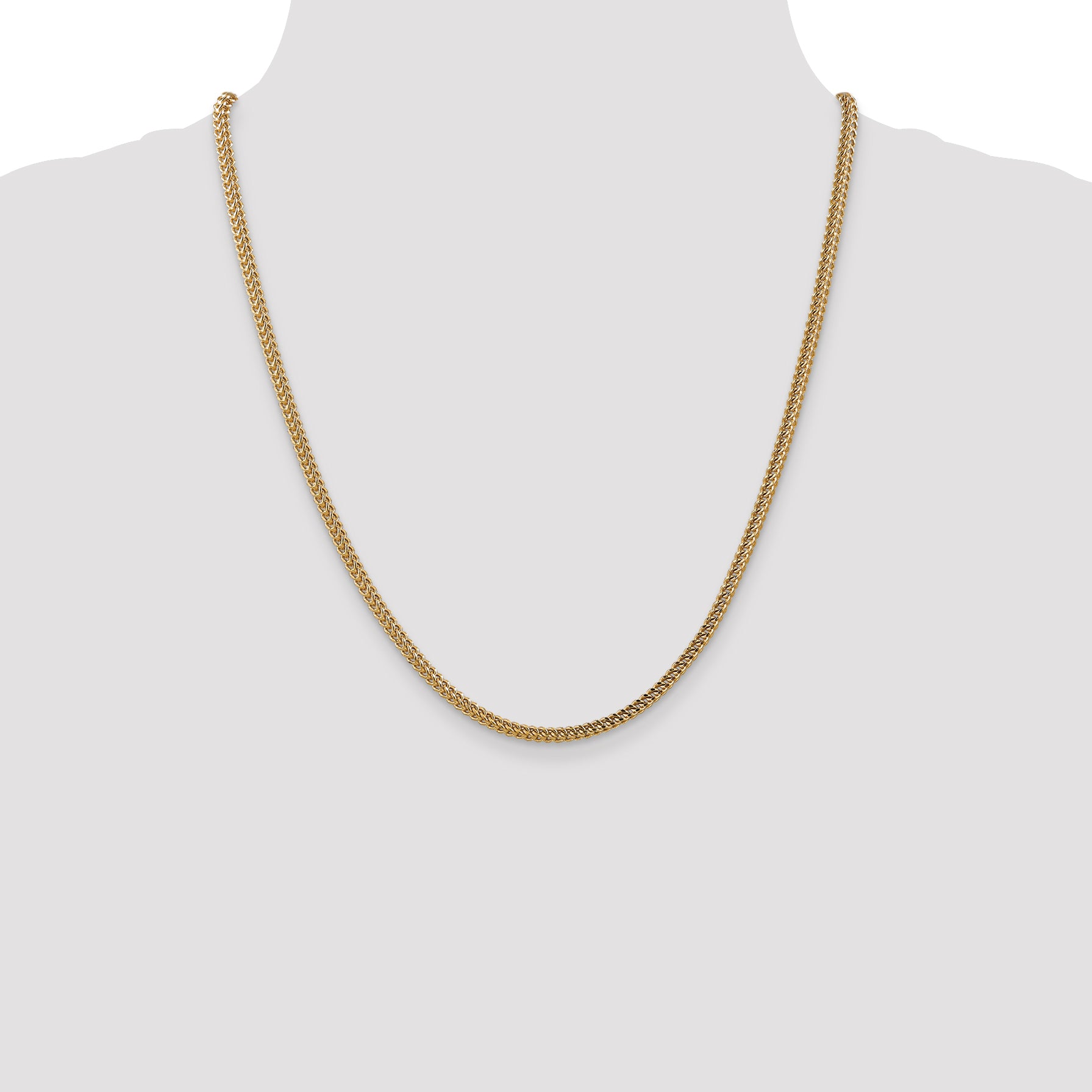 14K 18 inch 3mm Semi-Solid Franco with Fancy Lobster Clasp Chain