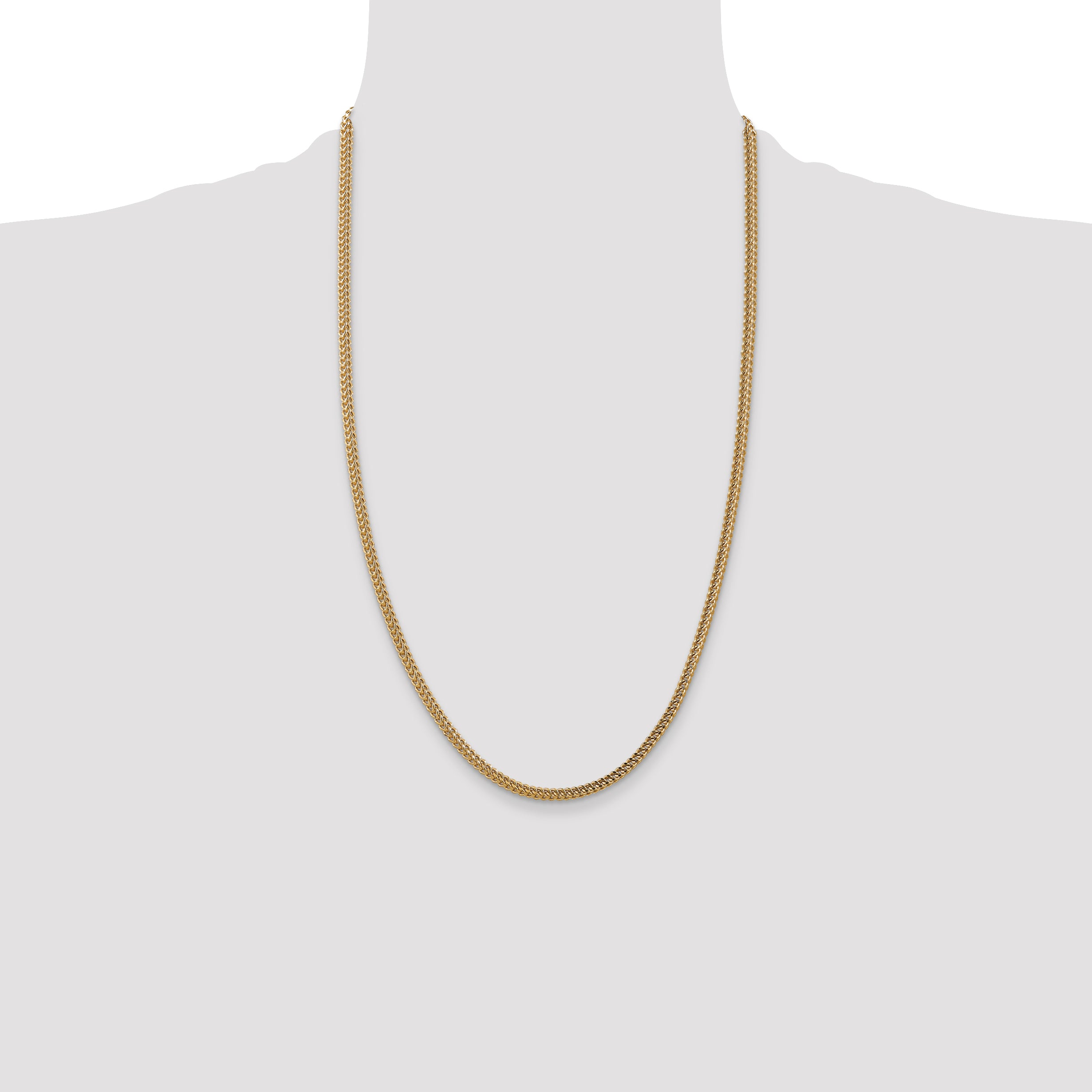 14K 18 inch 3mm Semi-Solid Franco with Fancy Lobster Clasp Chain