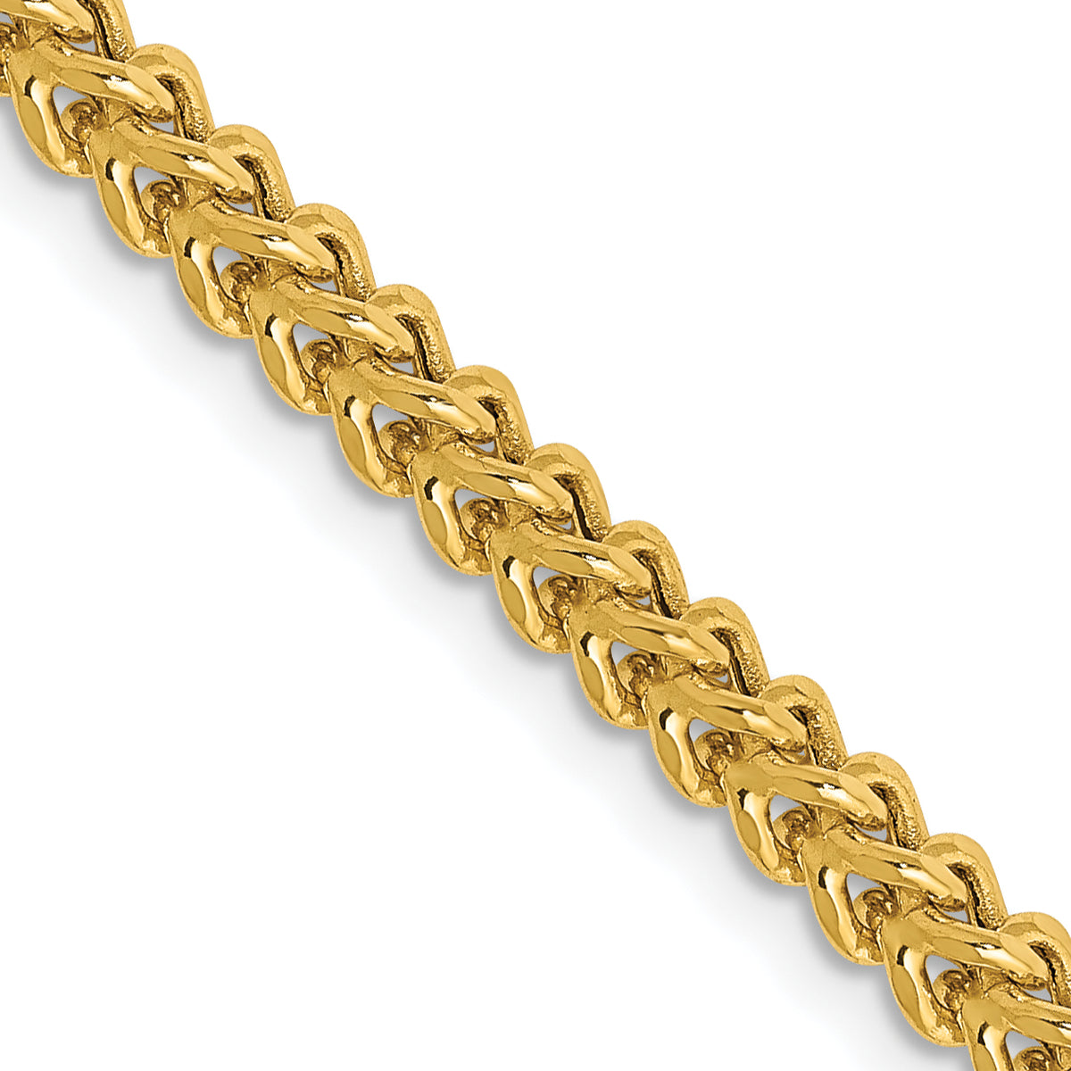 14K 26 inch 3mm Semi-Solid Franco with Fancy Lobster Clasp Chain