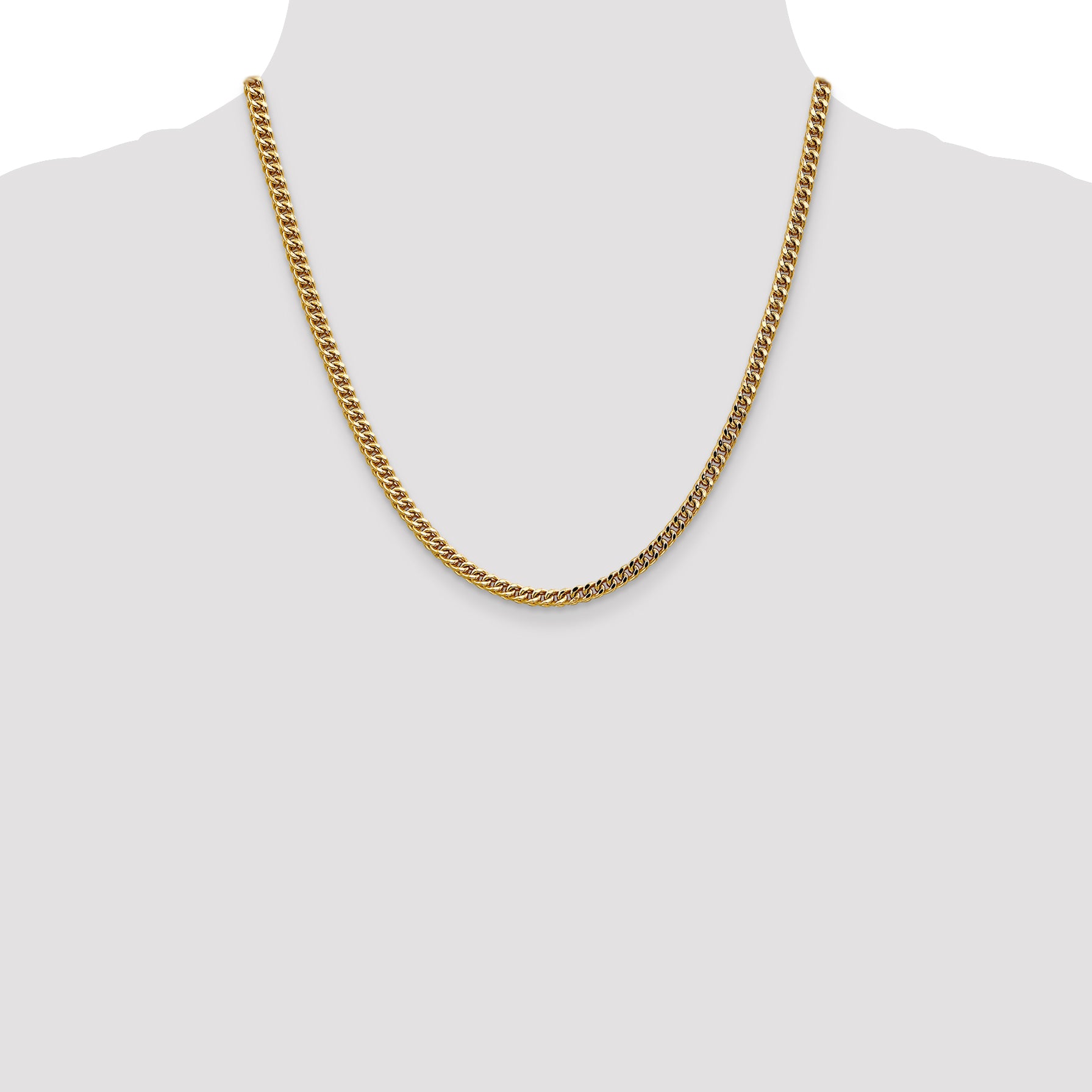 14K 18 inch 3.7mm Semi-Solid Franco with Fancy Lobster Clasp Chain
