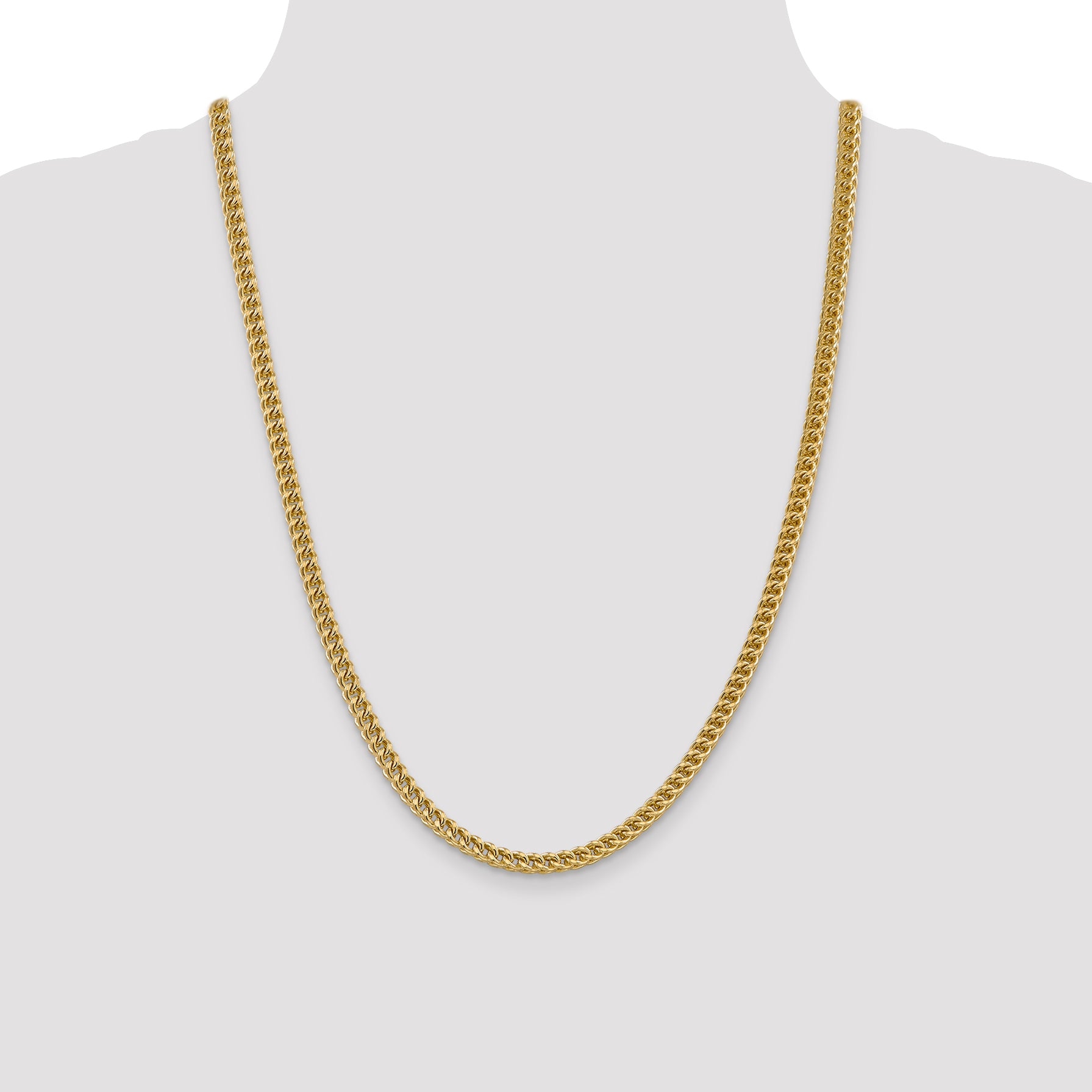 14K 22 inch 4.5mm Semi-Solid Franco with Fancy Lobster Clasp Chain