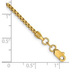 14K 7 inch 1.75mm Semi-Solid Round Box with Lobster Clasp Bracelet