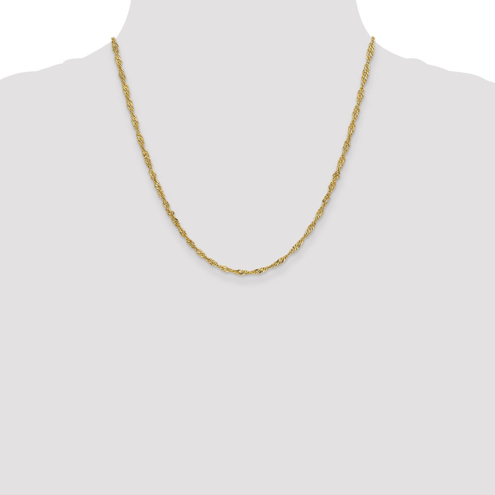 Sophia Jewelers 14K Gold Polished Singapore Chain Necklace Elegant 16-Inch Lightweight