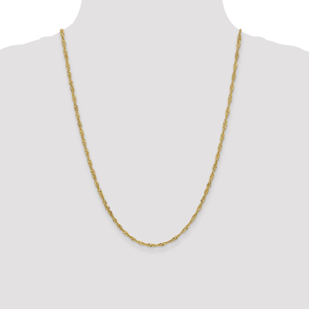 Sophia Jewelers 14K Gold Polished Singapore Chain Necklace Elegant 16-Inch Lightweight