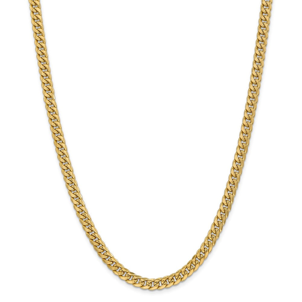 Sophia Jewelers 14K Yellow Gold Miami Cuban Necklace with Polished 6mm Chain