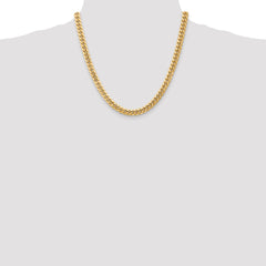 14K Yellow Gold Miami Cuban Chain Necklace Polished Hollow 20-Inch