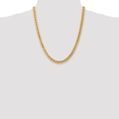 14K Yellow Gold Miami Cuban Chain Necklace Polished Hollow 20-Inch