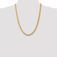 14K Yellow Gold Miami Cuban Chain Necklace Polished Hollow 20-Inch