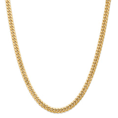 14K Yellow Gold Miami Cuban Chain Necklace Polished Hollow 20-Inch