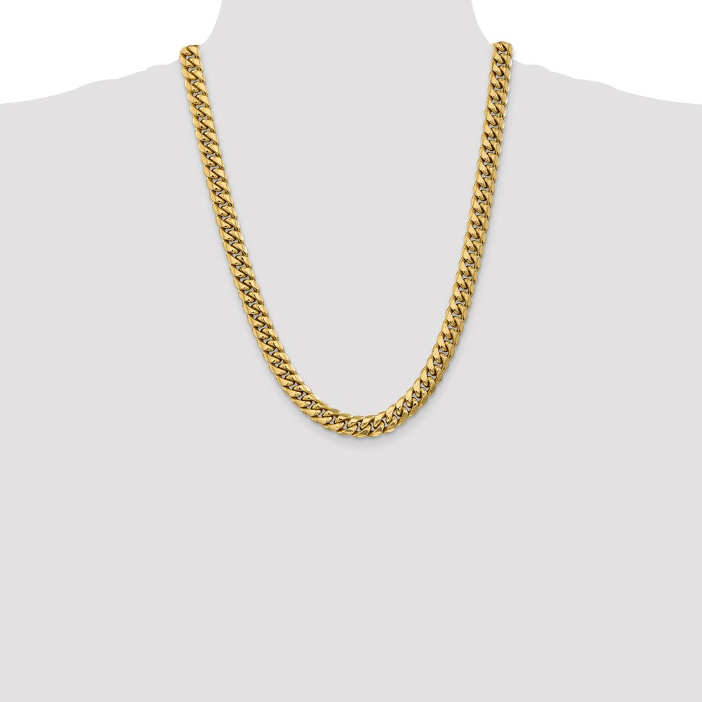 14K Yellow Gold Miami Cuban Necklace with Polished Finish, 20