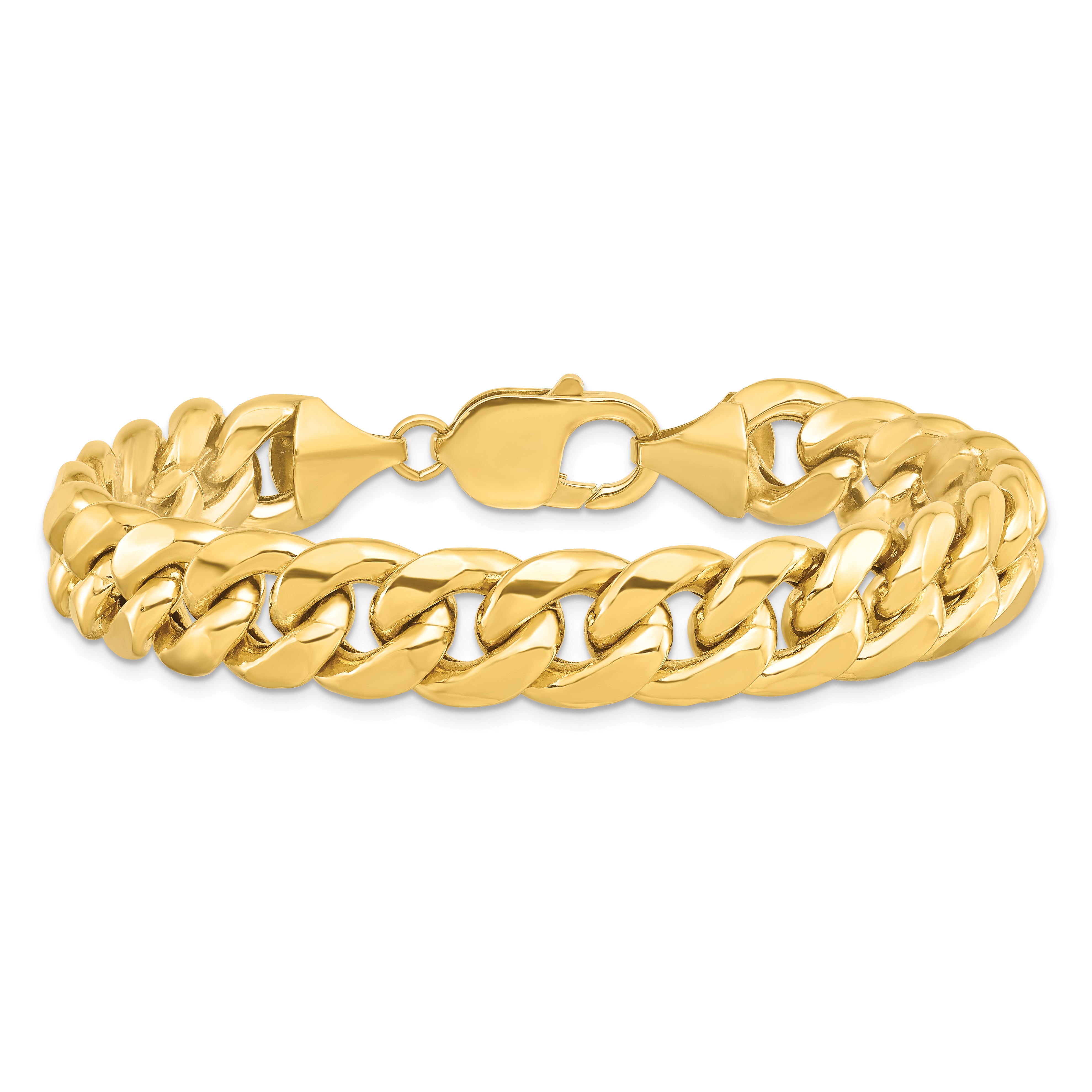 14K 10 inch 11mm Semi-Solid Miami Cuban with Lobster Clasp Chain