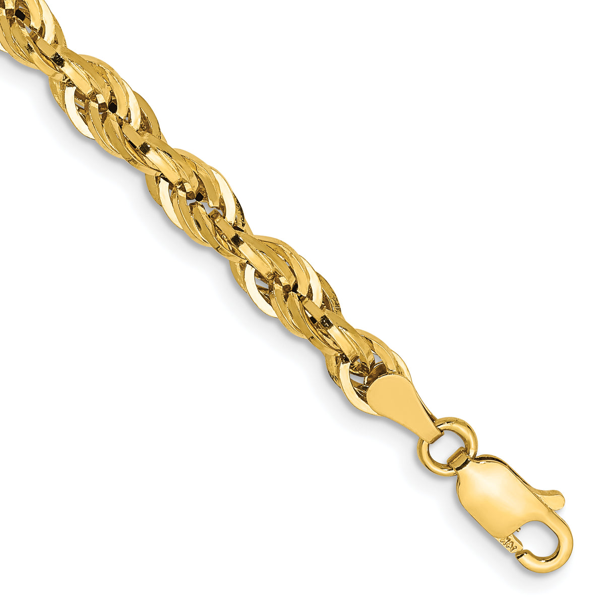 14K 8 inch 4.25mm Semi Solid Rope with Lobster Clasp Chain