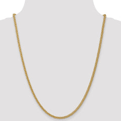 14K Yellow Gold Wheat Chain Necklace with Lobster Clasp, 18 Inch