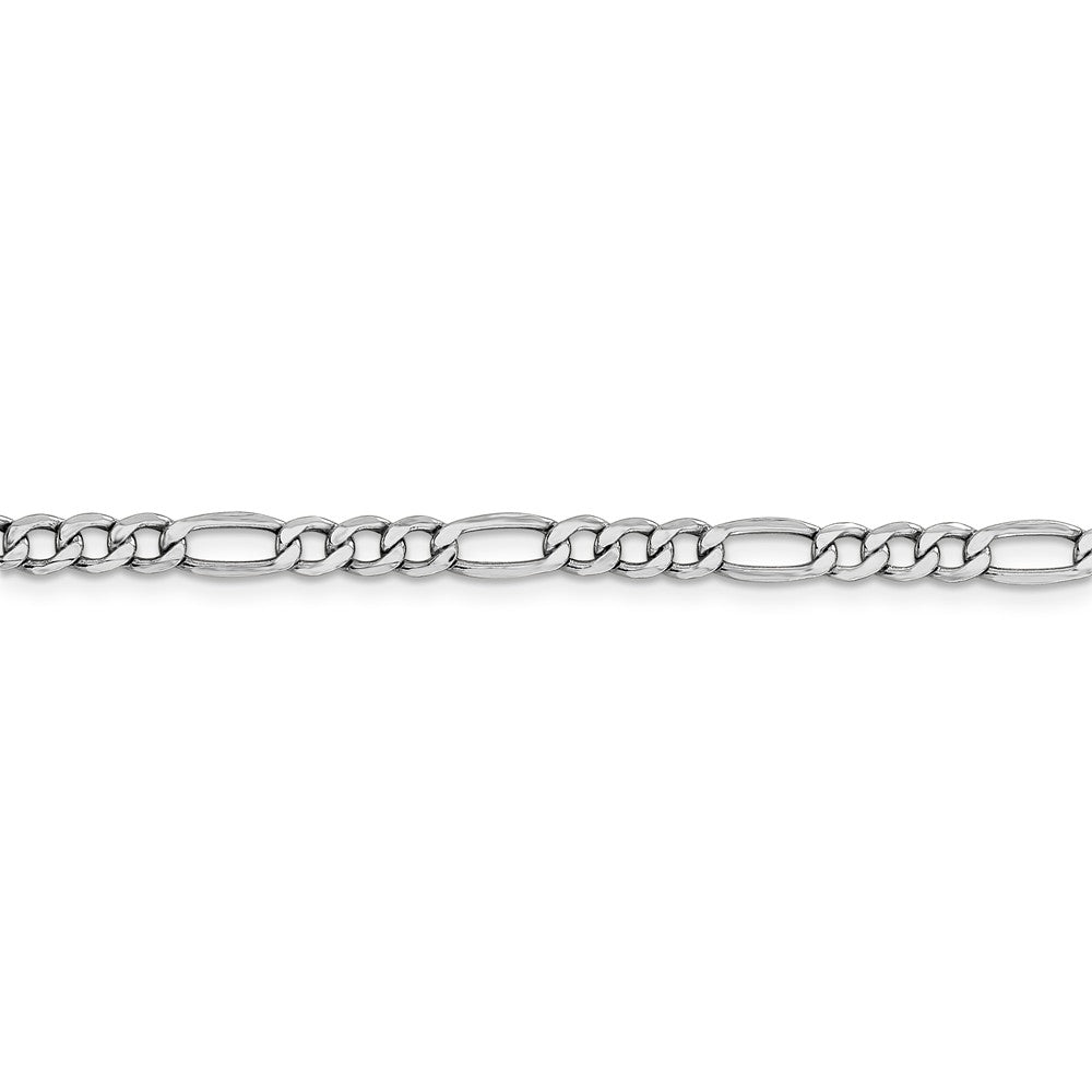 14K White Gold Figaro Necklace with Polished Semi-Solid Design