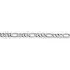 14K White Gold Figaro Necklace with Polished Semi-Solid Design
