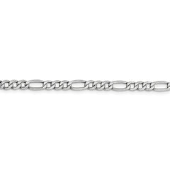 14K White Gold Figaro Necklace with Polished Semi-Solid Design