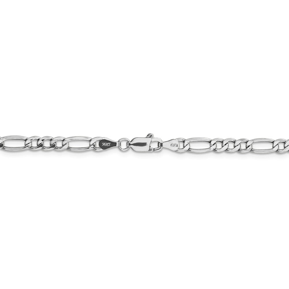 14K White Gold Figaro Necklace with Polished Semi-Solid Design