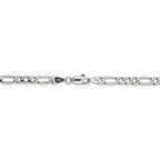 14K White Gold Figaro Necklace with Polished Semi-Solid Design