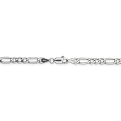 14K White Gold Figaro Necklace with Polished Semi-Solid Design